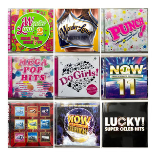 Cd các tổng hợp bài hát now, wonder land 2-3, punch!, mega pop hits, do girls!, lucky! super celeb hits...