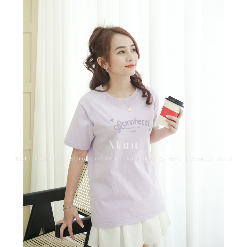 Áo phông cotton 100% By Maru Glamfetti | Tím Pastel