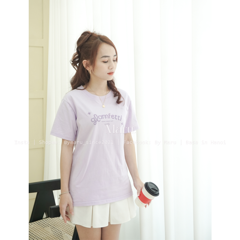 Áo phông cotton 100% By Maru Glamfetti | Tím Pastel