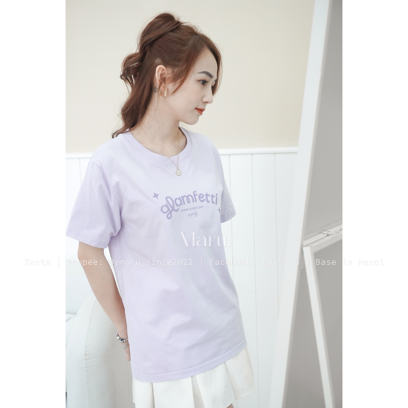 Áo phông cotton 100% By Maru Glamfetti | Tím Pastel