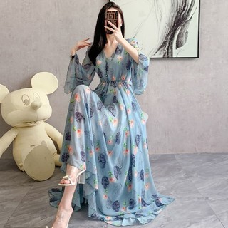 (SP16) Đầm Voan dáng dài hàng Quảng Châu chất đẹp, eo dây rút dễ mặc