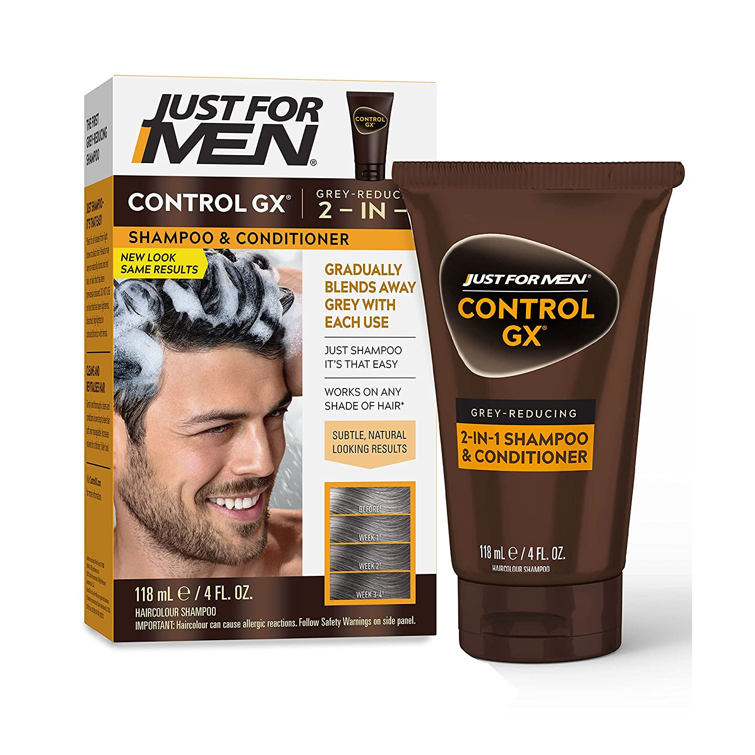 Dầu gội kèm xả giảm tóc bạc cho nam Just For Men Control GX Grey Reducing 2-in-1 Shampoo and Conditioner 118 ml