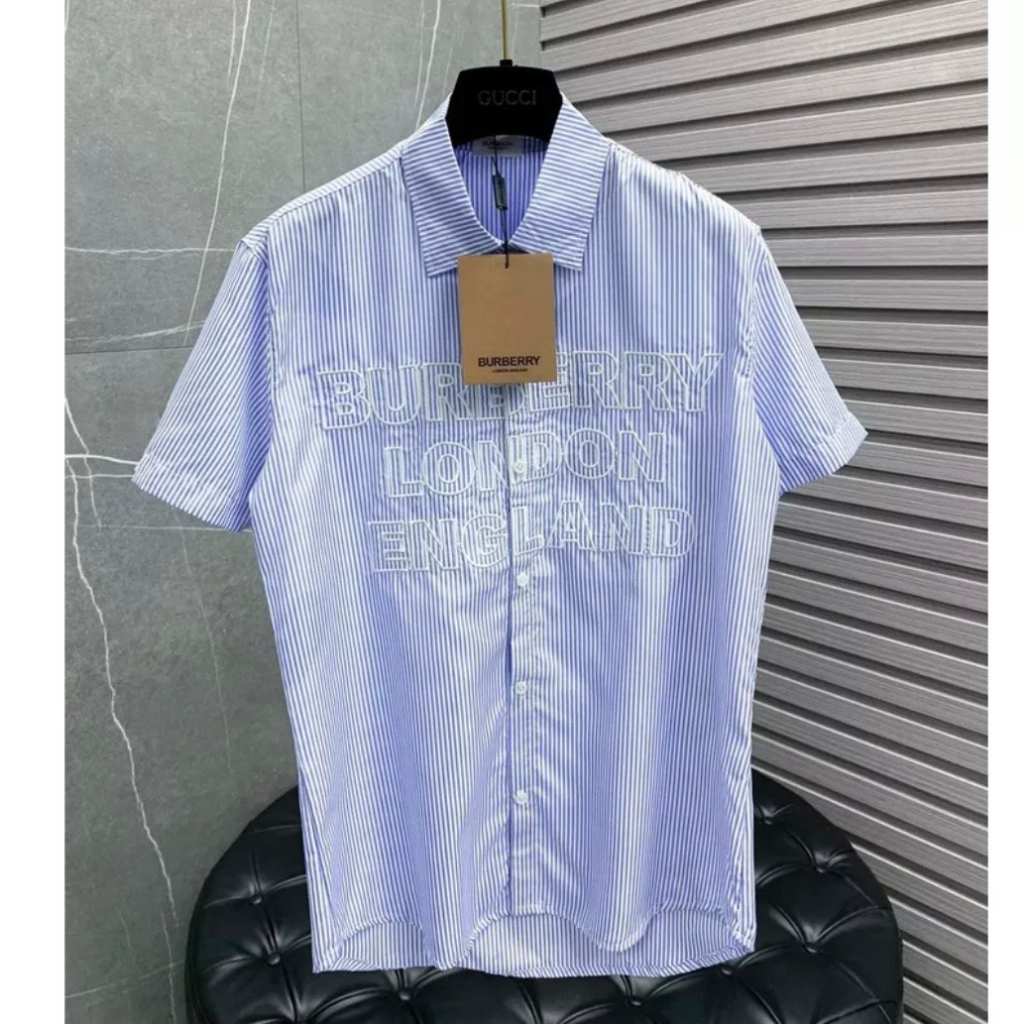 Áo Sơ Mi BURBERRY Chữ Thêu Ngắn Tay Cao Cấp
