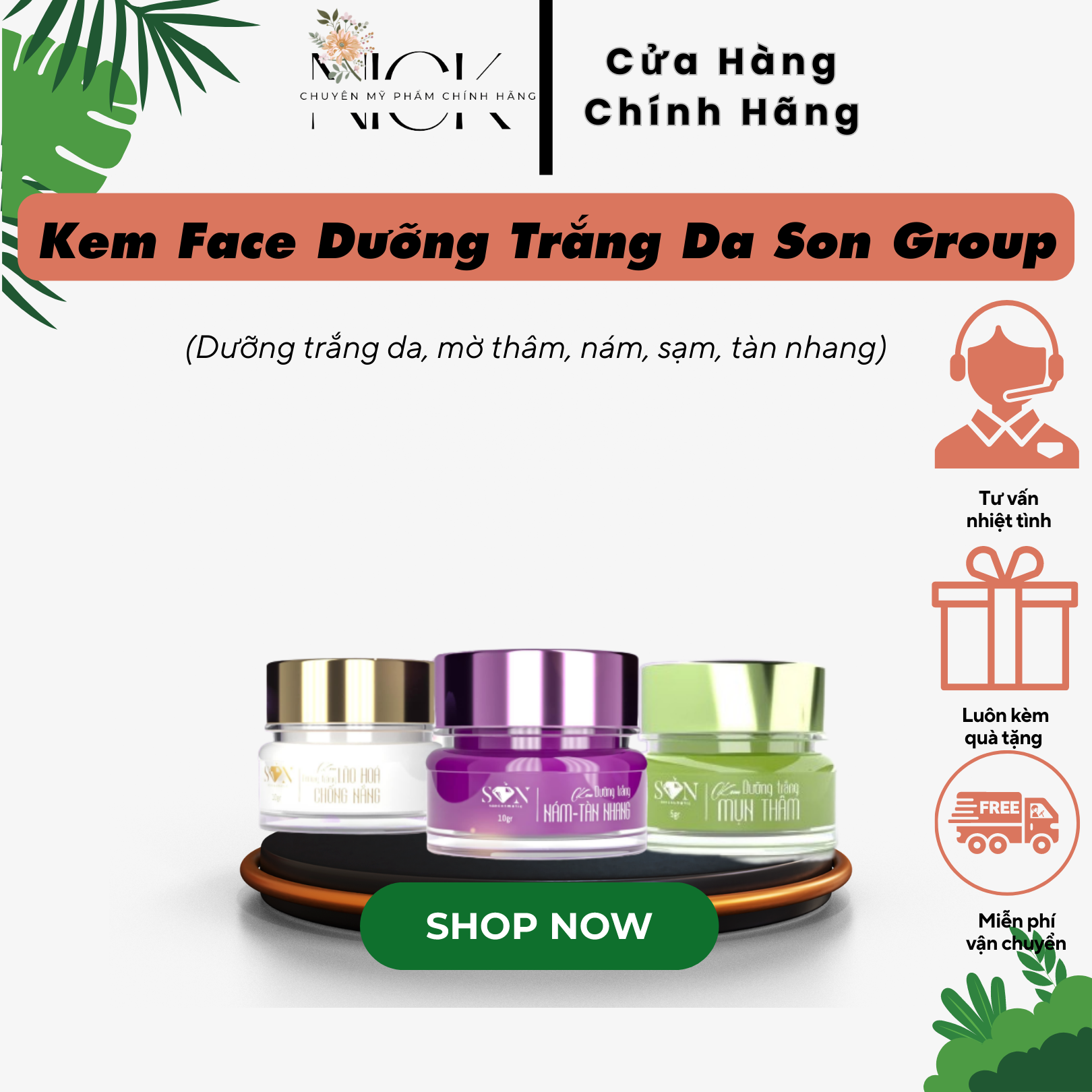 Kem Face Son Tam Sắc Dưỡng Trắng - Ngừa Mụn - Thâm - Nám - Tàn nhang - Lão Hóa
