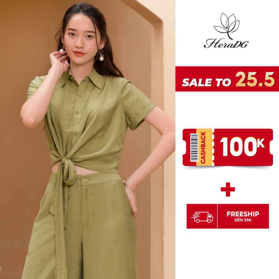 Áo Sơ Mi Nữ Kiểu Vạt Buộc Lệch HeraDG - STBA016A