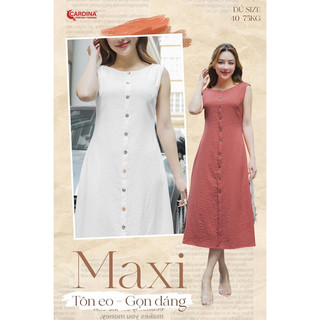 Đầm Nữ Macxi 𝐂𝐀𝐑𝐃𝐈𝐍𝐀 cổ thuyền sát nách Chất đũi bam bo Cao Cấp Dáng A. Mã 3VD05