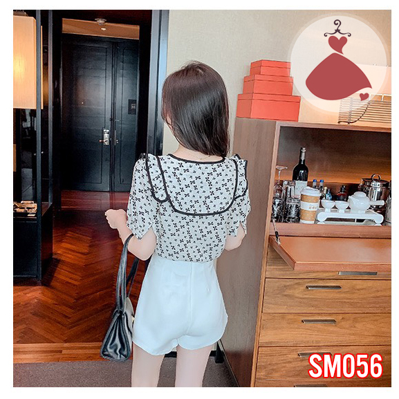 Áo sơ mi cổ bèo hoạ tiết hoa độc đáo SOBIN Big Size cao cấp 50-90 KG, áo sơ mi nữ, SM056