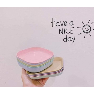 SET 8 ĐĨA ĐỰNG THỨC ĂN CUTE LÀM TỪ NHỰA LÚA MẠCH.