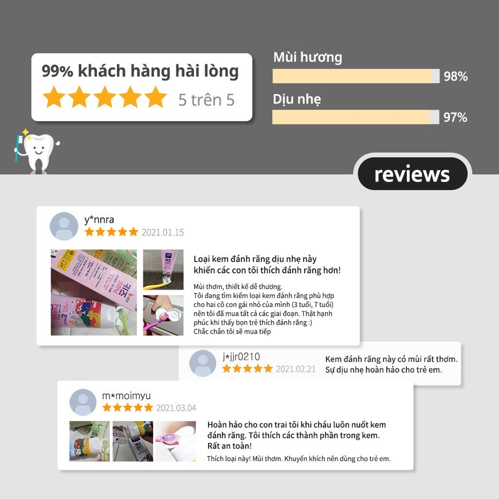 Kem đánh răng cho bé 3-5 tuổi 2080 Kids Clinic 80G chính hãng