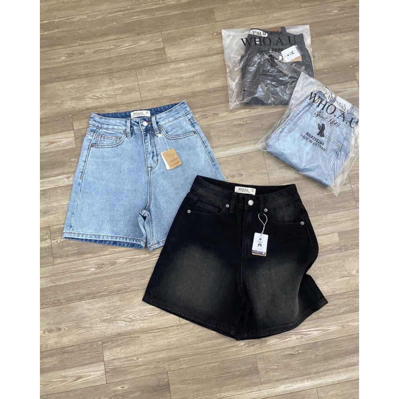 Quần short jeans lưng cao Whoau dư xịn
