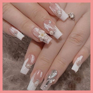 Móng tay giả - Nail box thiết kế cô dâu 24 móng úp sơn gel đính đá