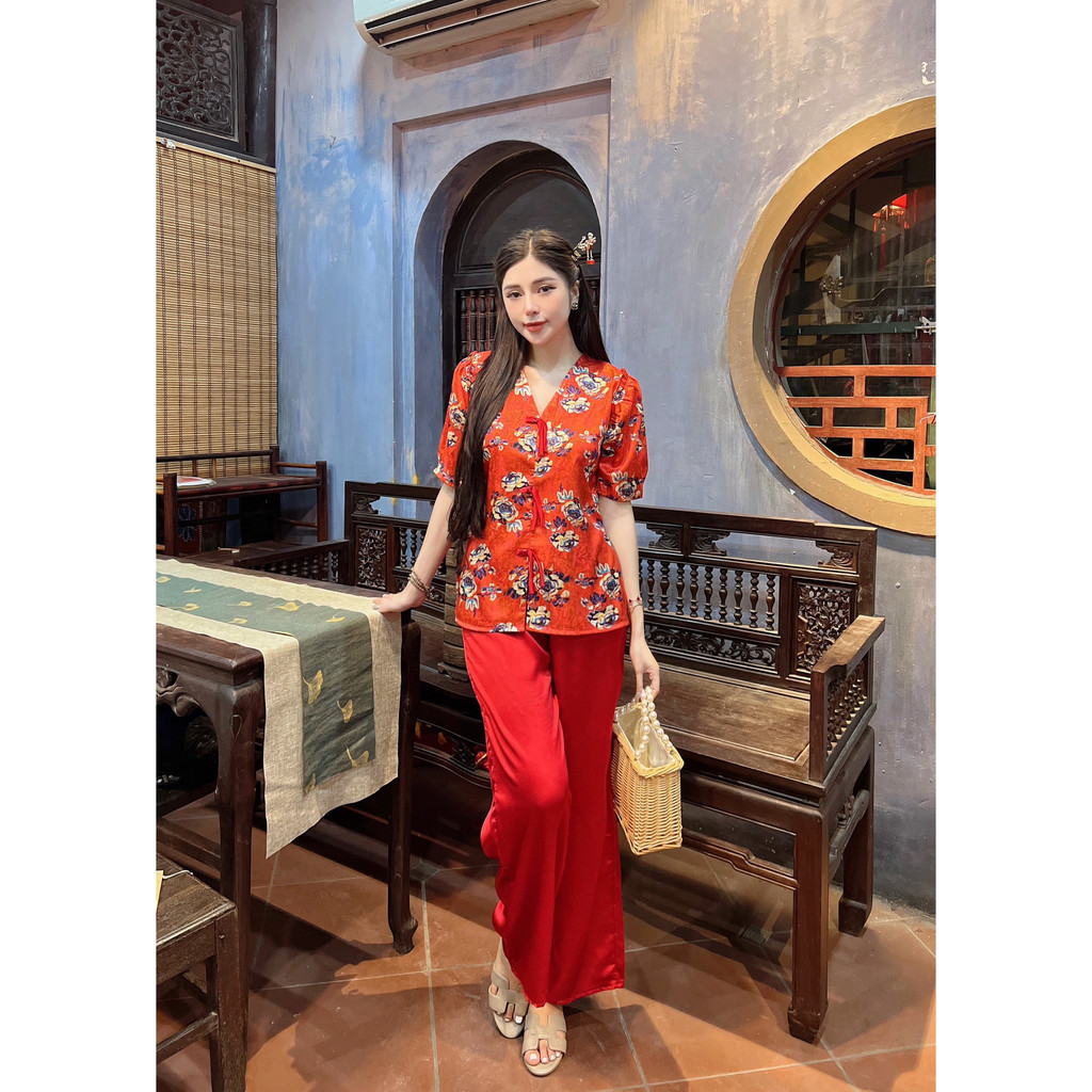 Xả kho đồ lam áo lụa xước quần satin sang trọng