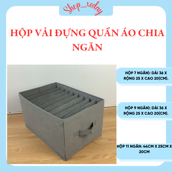 Hộp vải đựng quần áo chia ngăn, hộp vải lưới đựng đồ lót , tất vớ gọn gàng cao cấp