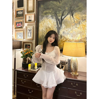LINNIE - Set váy tiểu thư tay dài váy xoè nhẹ nhàng