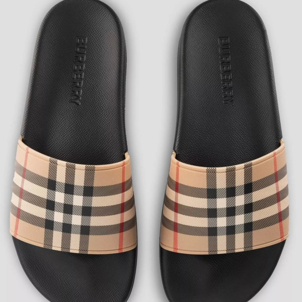 Dép bbr nam cao cấp, dép nam kẻ sọc quai ngang màu vàng đế đen in chữ bbr