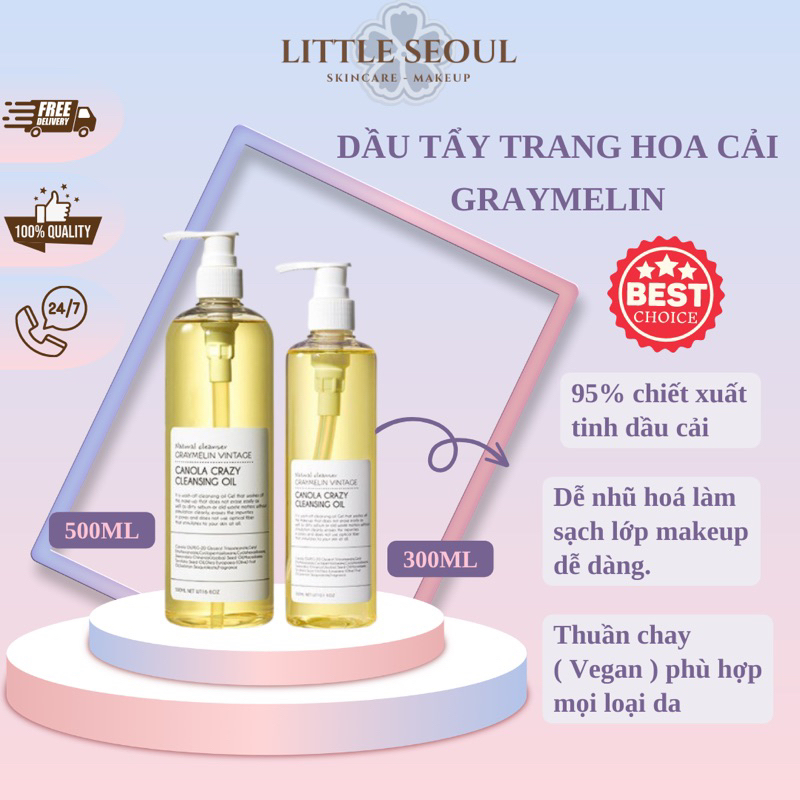 Dầu Tẩy Trang Hoa Cải Graymelin Vintage - Canola Crazy Cleansing Oil 500ml