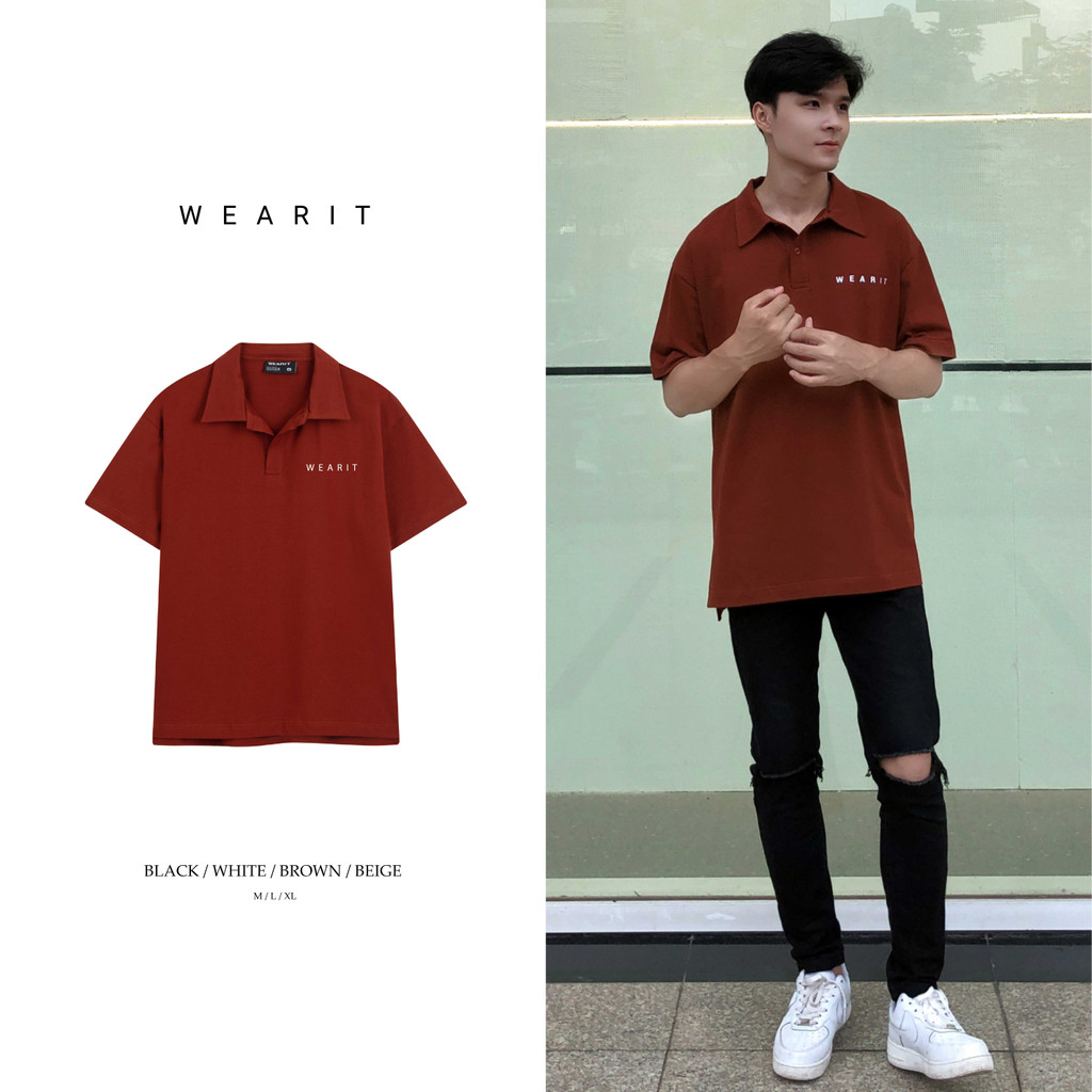 Áo polo unisex WEARIT chất liệu cotton co dãn 4 chiều, kiểu dáng form rộng basic nam nữ