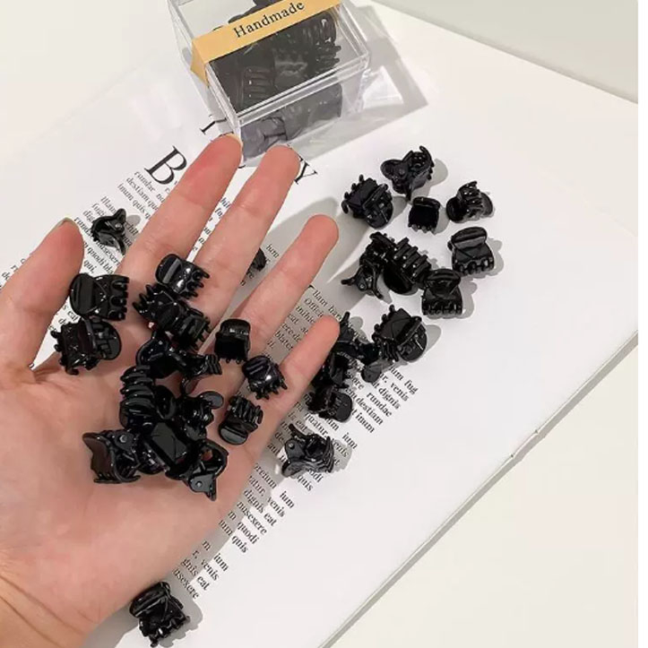 Kẹp Tóc Mini AMUVEO Kẹp Bên Màu Đen Thời Trang Mùa Hè Xinh Xắn KB-08