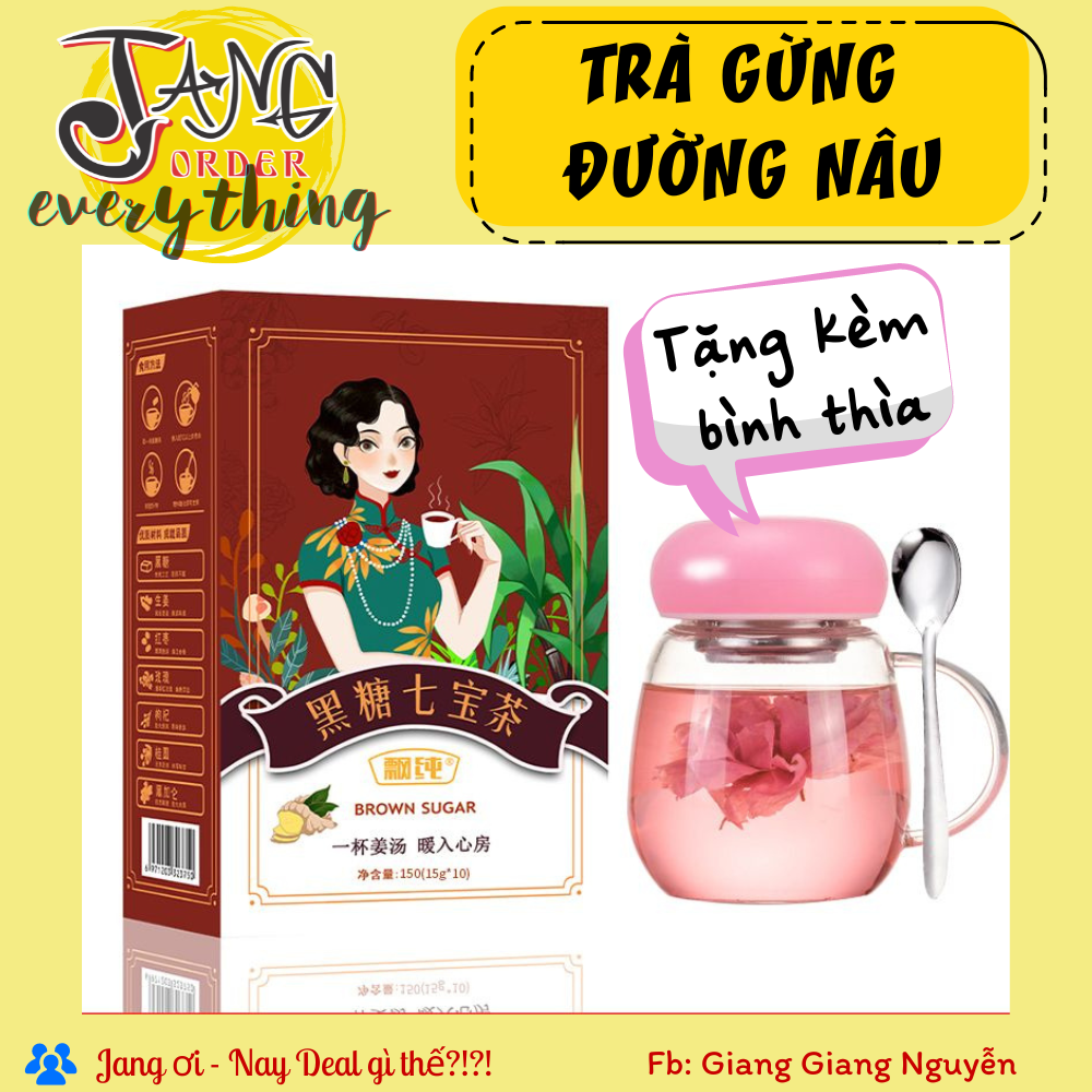 Trà gừng viên Đường nâu mix 5 vị(hộp 10-20 gói)