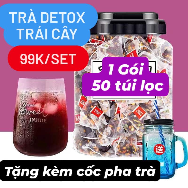 Trà detox dạng túi lọc  với 8 nguyên liệu hoa quả tươi ngon