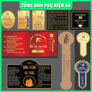 Tem/ Nhãn dán lọ thủy tinh đựng Saffron ngâm mật ong