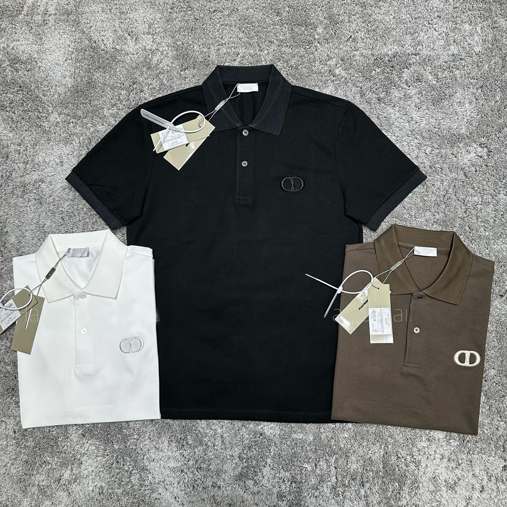 Áo Polo nam Dior trơn logo ngực