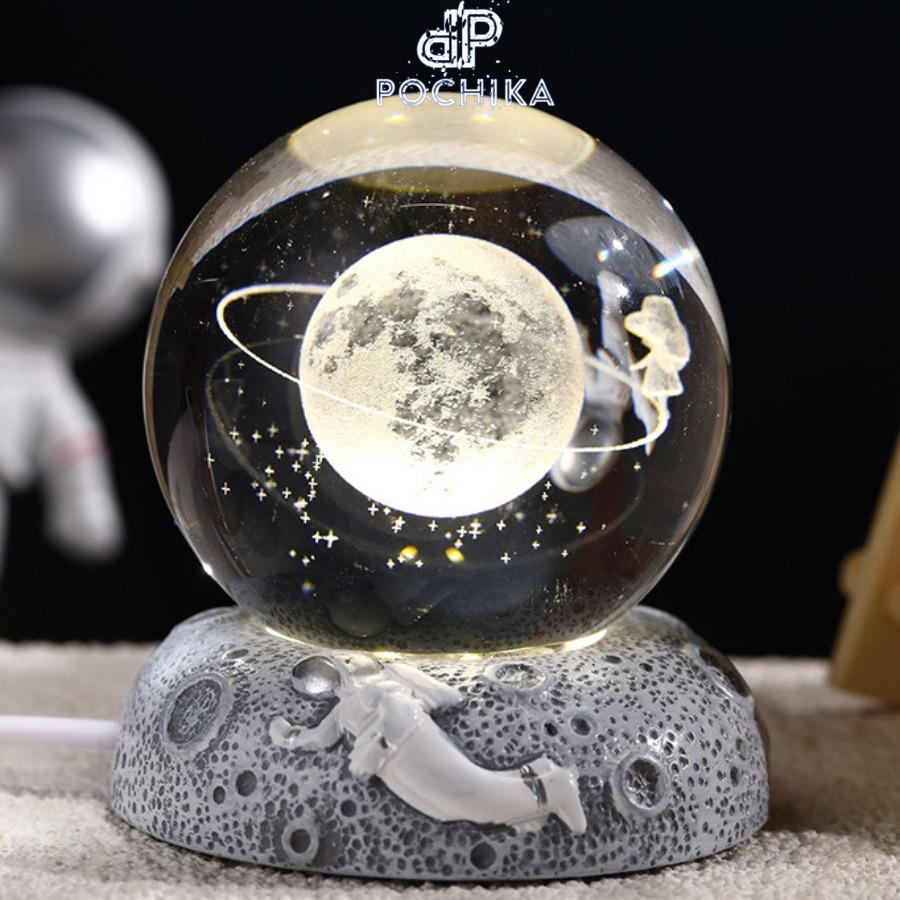 Quả cầu pha lê phát sáng đổi màu đế sứ - Đèn ngủ 3D trang trí phòng ngủ, phòng khách, quà tặng sinh nhật, quà lưu niệm