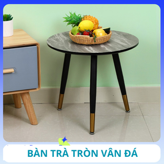 Bàn trà tròn nhiều màu sắc chân sắt kim loại bền bỉ lắp ráp dễ ràng, bàn sofa phòng khách màu vân đá sang trọng hiện đại