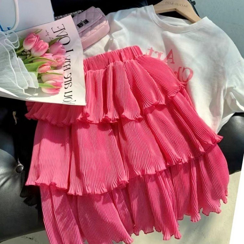 Set Váy Đầm Công Chúa Áo Nỉ Da Cá Kèm Chân Váy Dập Ly Hàn Quốc Cho Bé Gái Mặc Thu Đông Dày Dặn - CAFE_BABY083