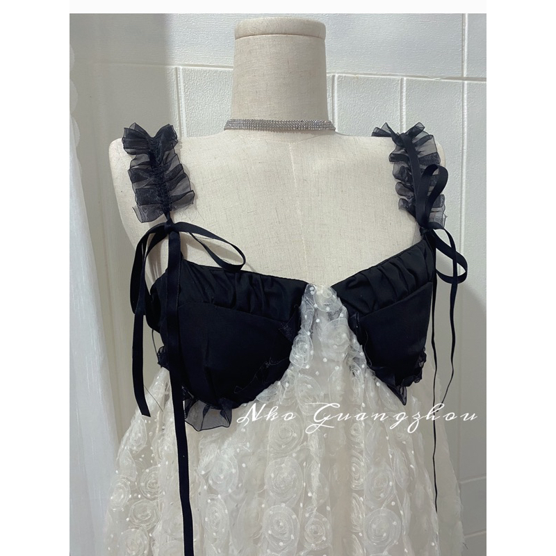 Đầm Nữ Hai Dây NKO GUANGZHOU Babydoll Sexy, Váy Nữ Trắng Tiểu Thư
