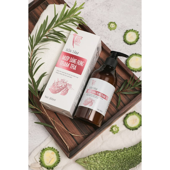 Combo Sữa tắm 300ml & Serum 10ml Mướp đắng rừng & Tràm trà Cao Bằng TỘC Natural sạch khuẩn, giảm mụn và viêm nang lông