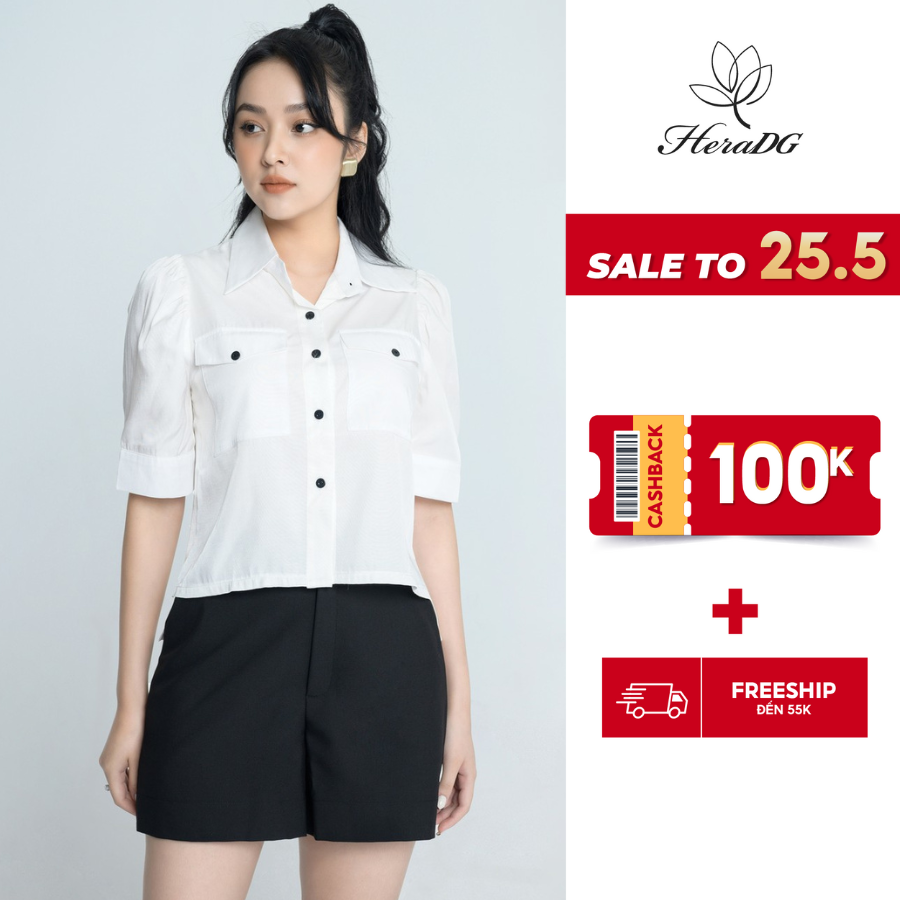 Áo Sơ Mi Nữ Tay Bồng Có Túi Ngực HeraDG - SAKBA065-S