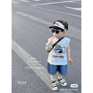 Sét quần jean + áo ba lỗ supperman cotton qc cho bé trai 8-27kg