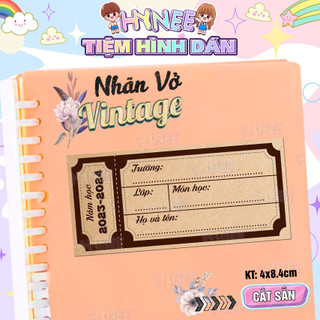 Nhãn vở thiết kế vintage phong cách vé cổ điển - tem dán nhãn giấy kraft - nhãn tập cổ điển dễ thương - sticker nhãn môn