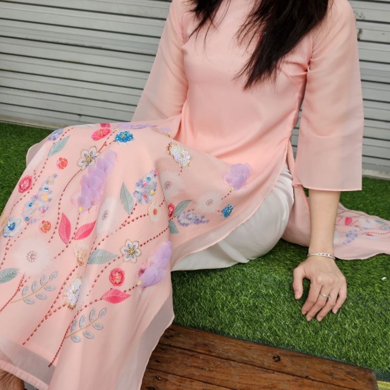 😋 Siêu phẩm áo  dài cách tân 4 tà đẹp sang chảnh cao cấp   kèm ảnh thật 100%