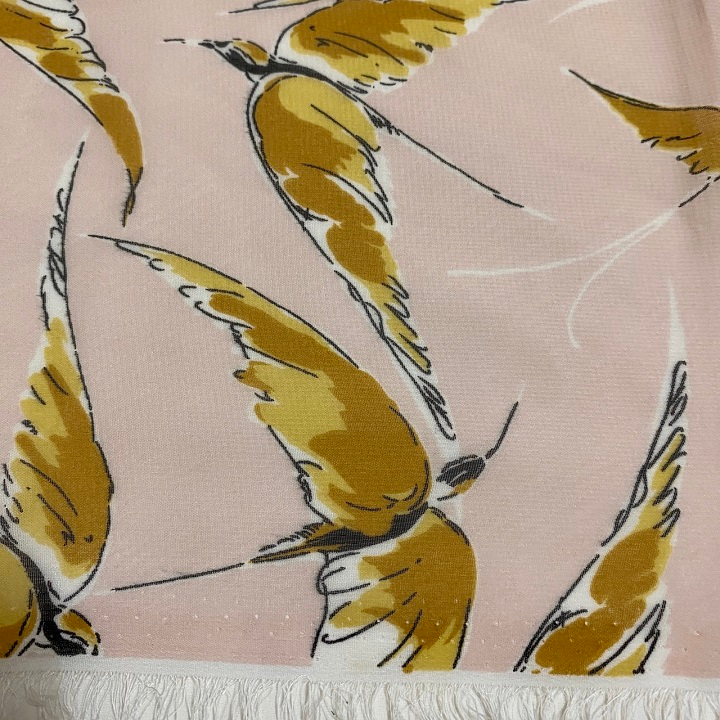 Vải Khúc 2m VOAN HÀN Hồng Pastel Chim Én - Khổ 1m5 - Mềm Rũ, Không Giãn, Hơi Nhám Tay, Cần Lót