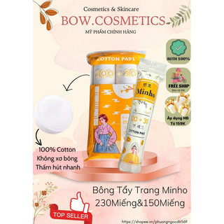Bông Tẩy Trang Minho Cotton Pads Siêu Mềm Mịn An Toàn Cho Da Nhạy Cảm 3 Lớp Dày Dặn