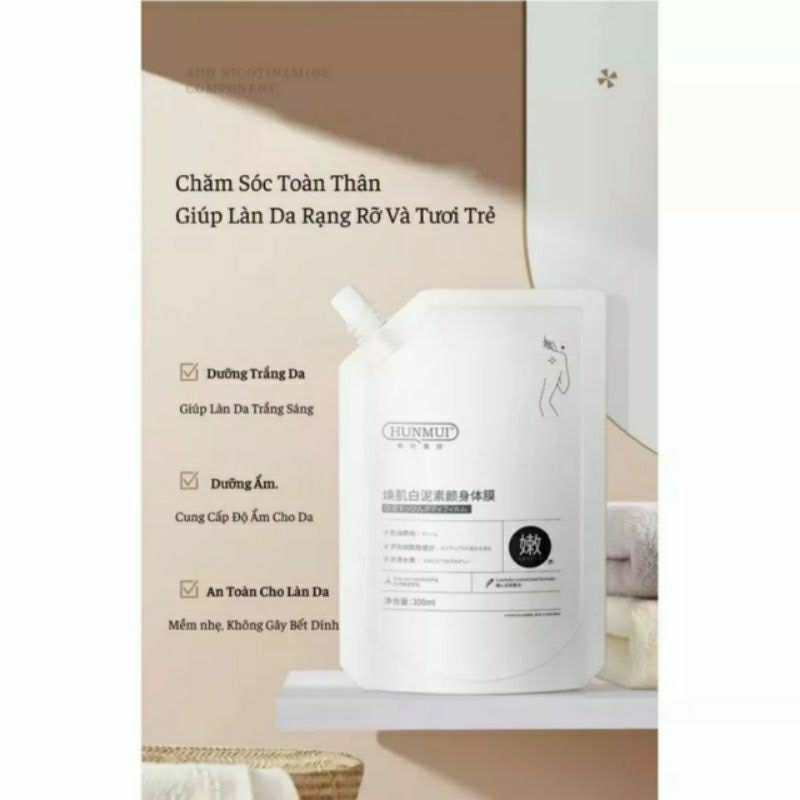 Kem Ủ Trắng Hunmui - Tắm Trắng Body Hunmui Giup Da Trắng Mịn