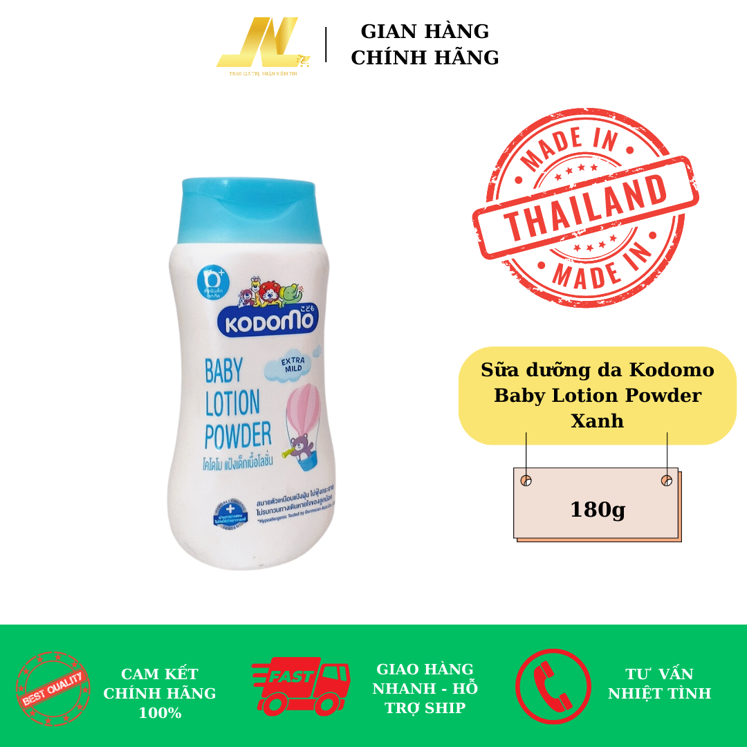 Sữa dưỡng da Kodomo Baby Lotion Powder Xanh 180gr