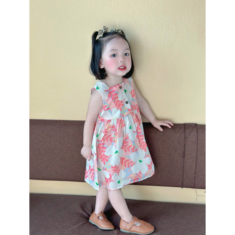 Váy Đầm Maxi Cổ Vuông Sát Nách Cho Bé Gái - Niaki