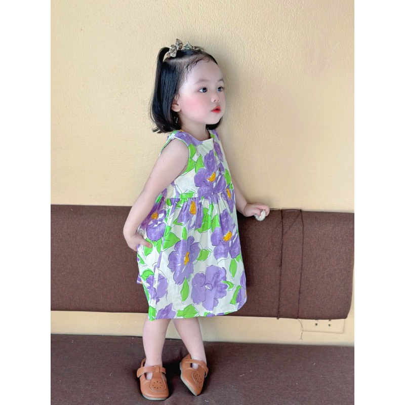 Váy Đầm Maxi Cổ Vuông Sát Nách Cho Bé Gái - Niaki