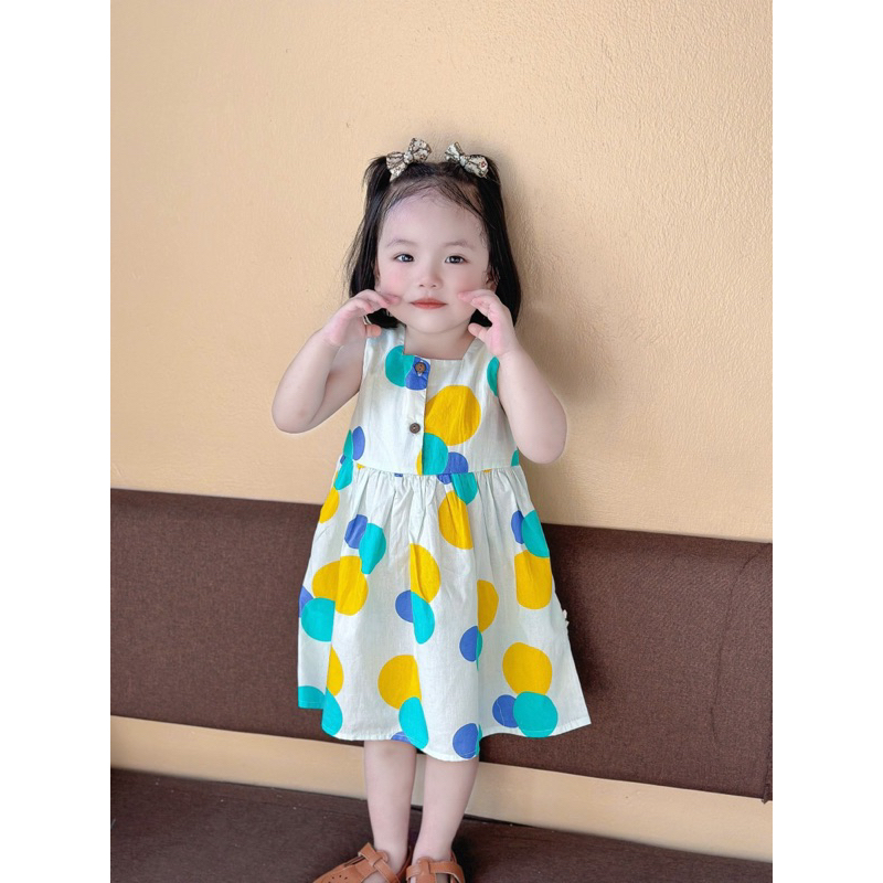 Váy Đầm Maxi Cổ Vuông Sát Nách Cho Bé Gái - Niaki