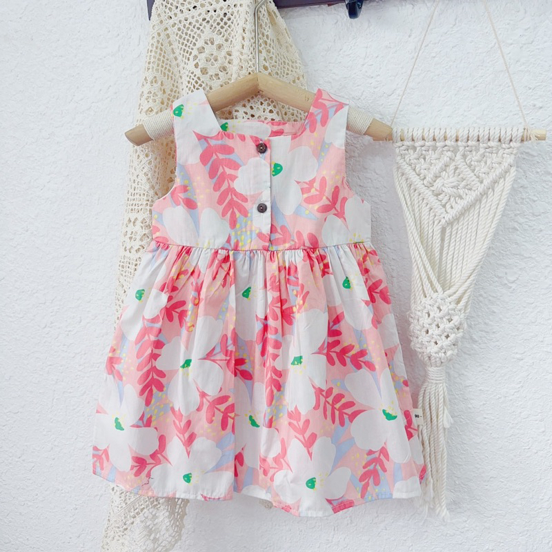 Váy Đầm Maxi Cổ Vuông Sát Nách Cho Bé Gái - Niaki