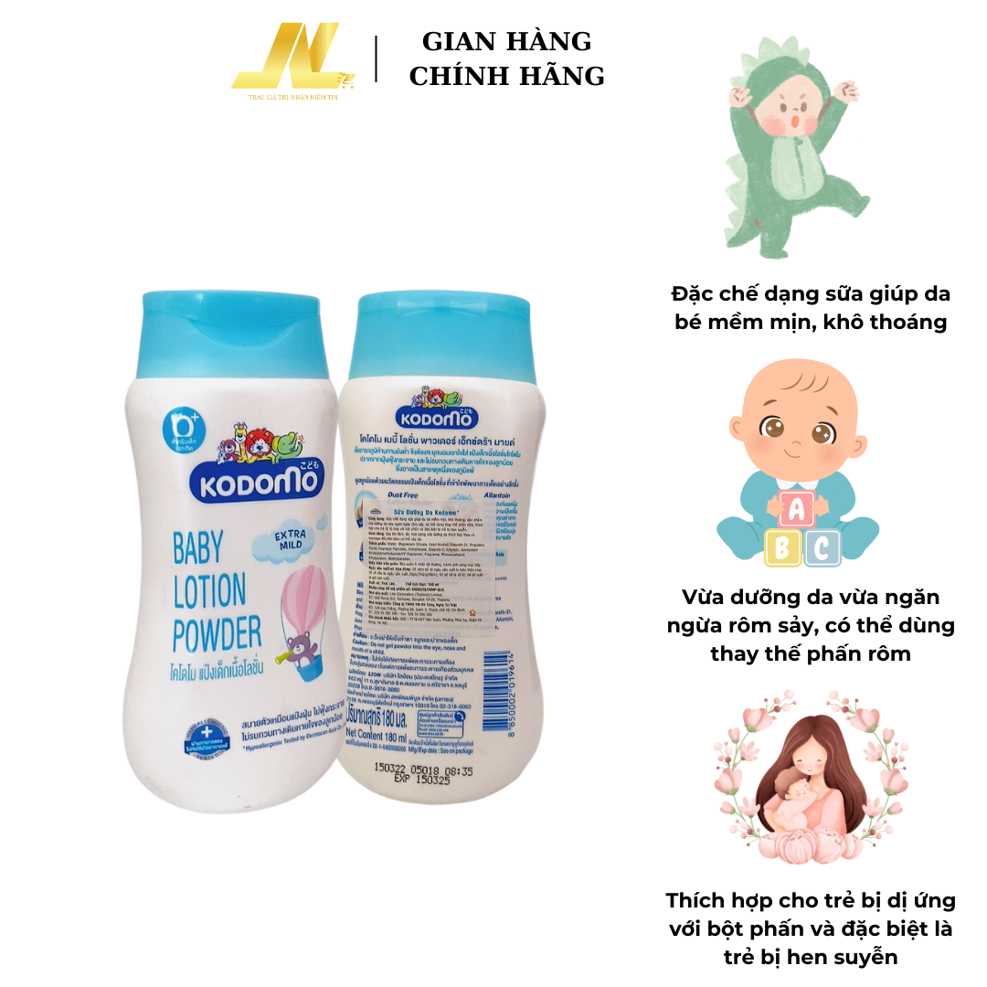 Sữa dưỡng da Kodomo Baby Lotion Powder Xanh 180gr