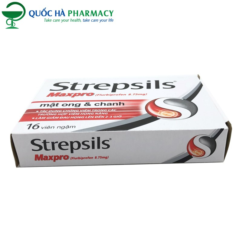 Viên ngậm Strepsils Maxpro mật ong & chanh giảm đau họng, chống viêm  - Quốc Hà Pharmacy