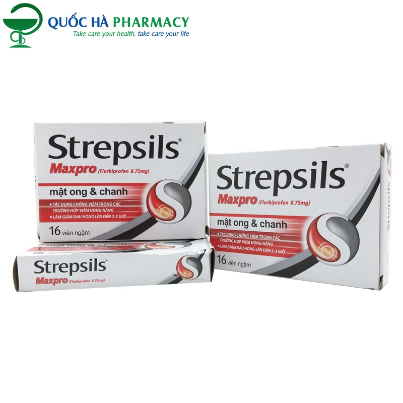 Viên ngậm Strepsils Maxpro mật ong & chanh giảm đau họng, chống viêm  - Quốc Hà Pharmacy