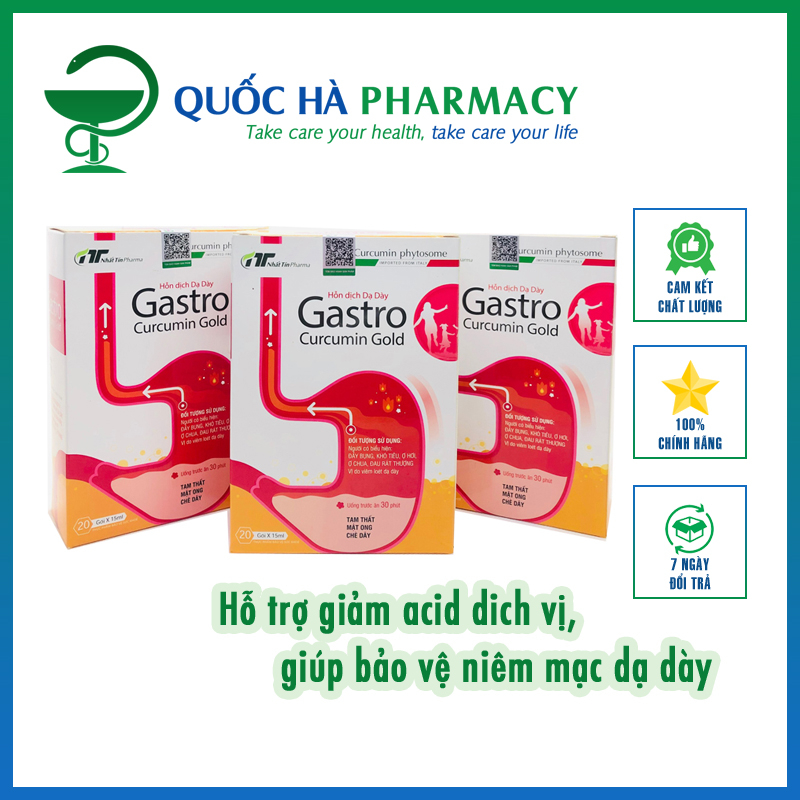 Hỗn dịch Dạ Dày GASTRO Curcumin Gold bảo vệ niêm mạc dạ dày - Quốc Hà Pharmacy