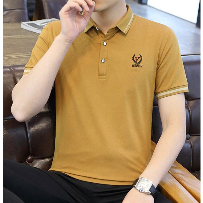 Áo Polo Nam Cotton Cá Sấu,polo nam tay ngắn Pha hình In thêu, kiểu Dáng Basic trẻ trung năng động  C6-8