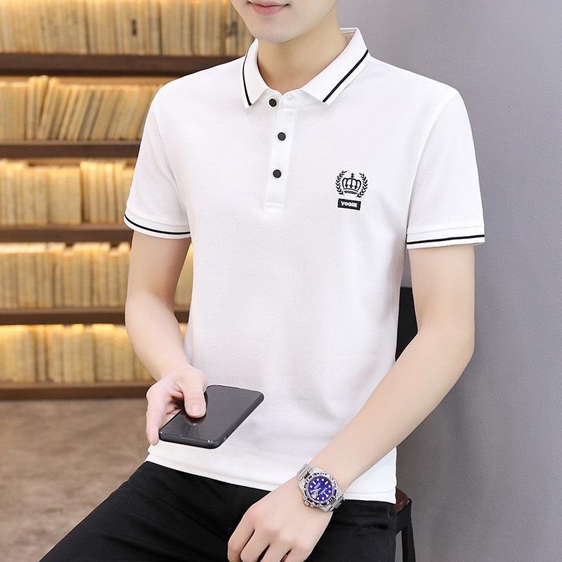 Áo Polo Nam Cotton Cá Sấu,polo nam tay ngắn Pha hình In thêu, kiểu Dáng Basic trẻ trung năng động  C6-8