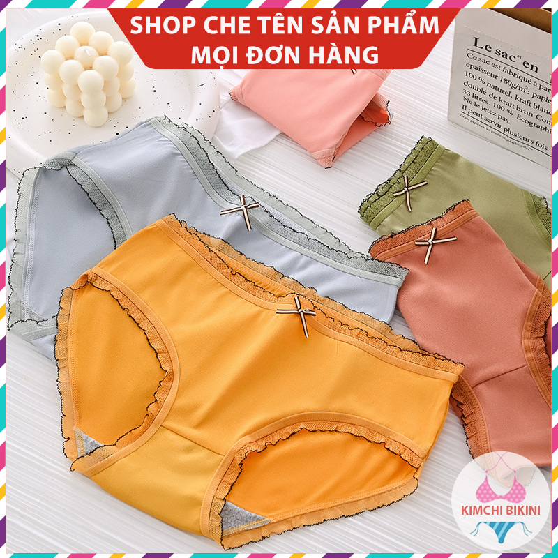 Quần lót chip nữ cotton màu dễ thương KIMCHIBIKINI Quần bikini nót silit nữ xinh mặc trong váy QL044